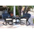 Propation W00207R-D-2-RCES001 Black Rocker Wicker Chair Set with Ivory Cushion - 3 Piece PR2436916